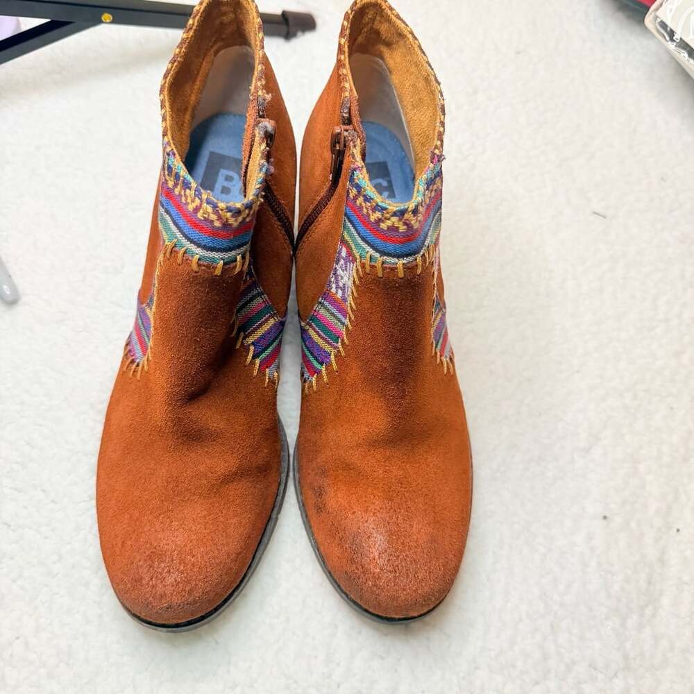 BC Footwear Brown Suede Southwestern Ankle Booties